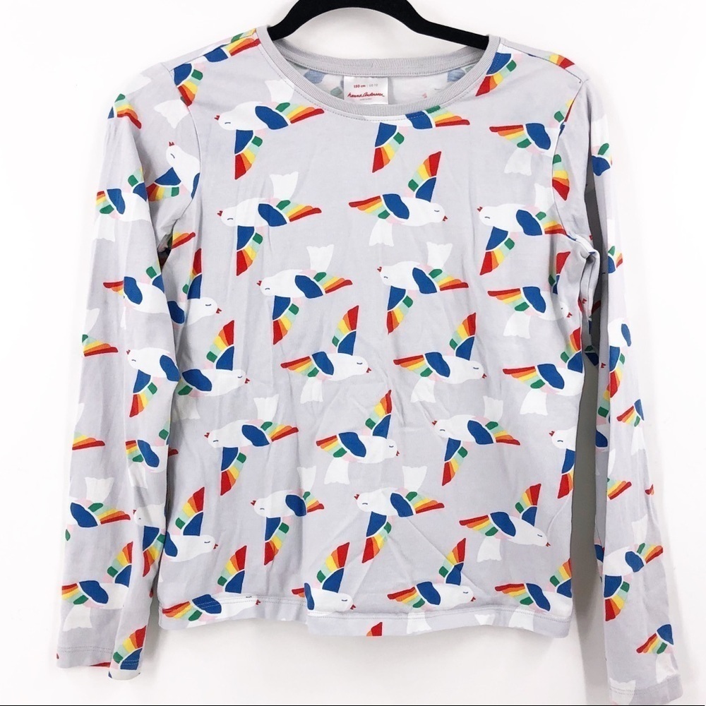 ✅ Hanna Andersson Rainbow Bird Shirt Size 12 KIDS